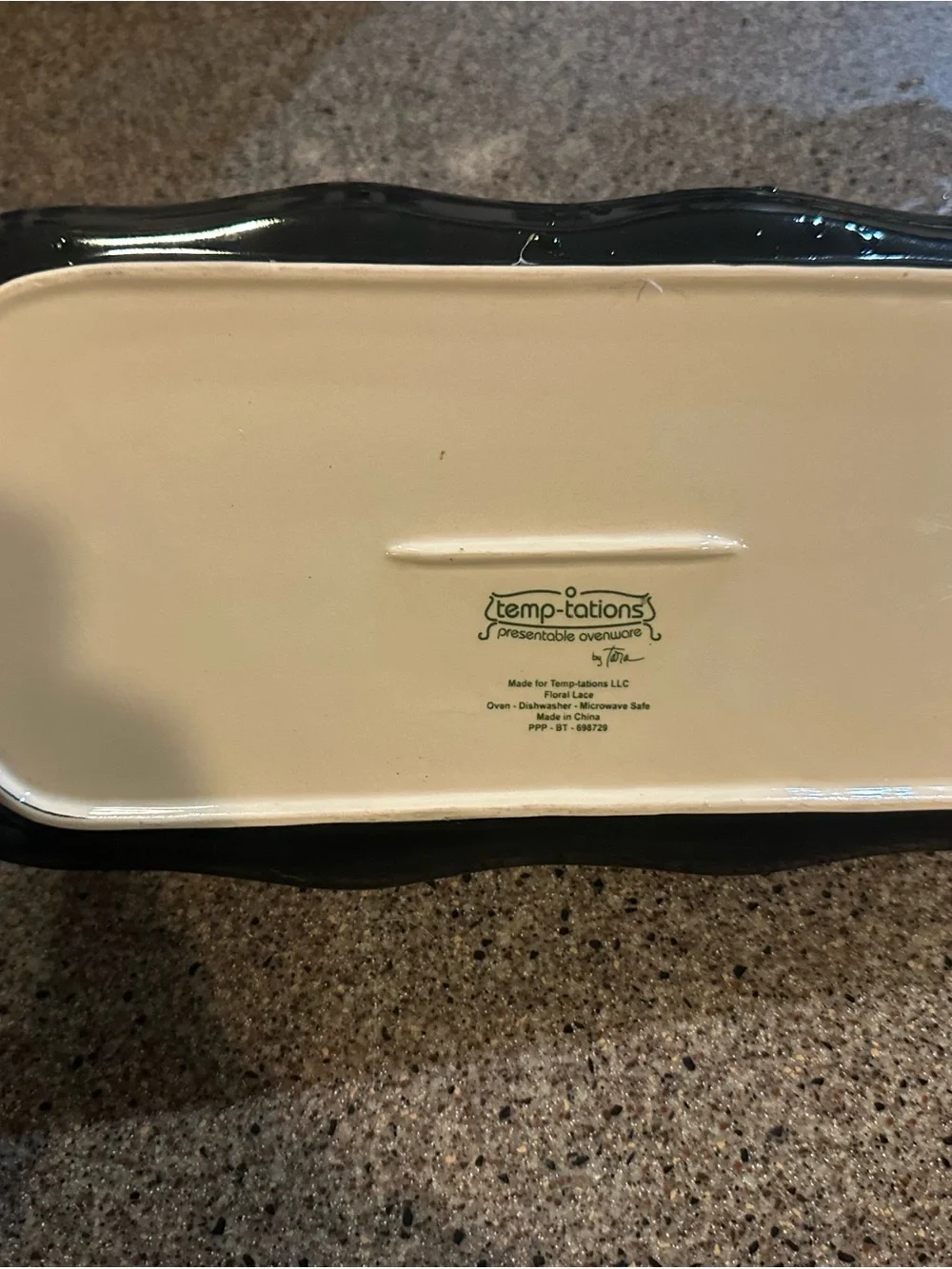 Ceramic Floral Serving Tray in Cream and Black